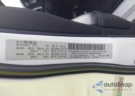 2018 Dodge Durango Srt Awd z USA, uszkodzony, nr VIN 1C4SDJGJ4JC201823